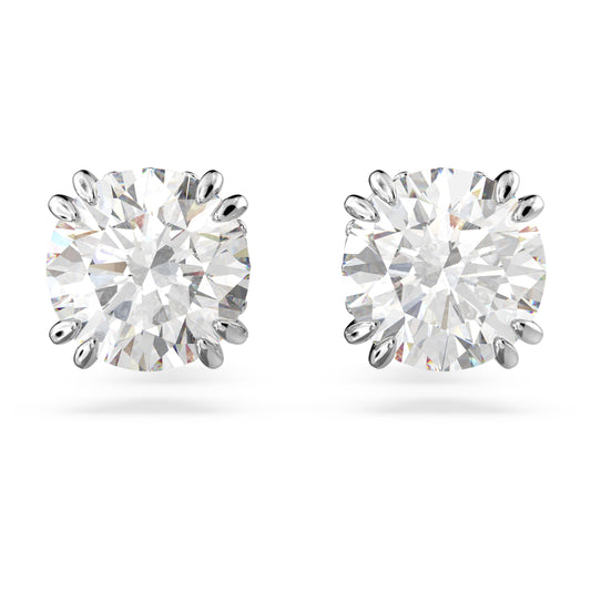 STILLA STUD EARRINGS - WHITE, RHODIUM