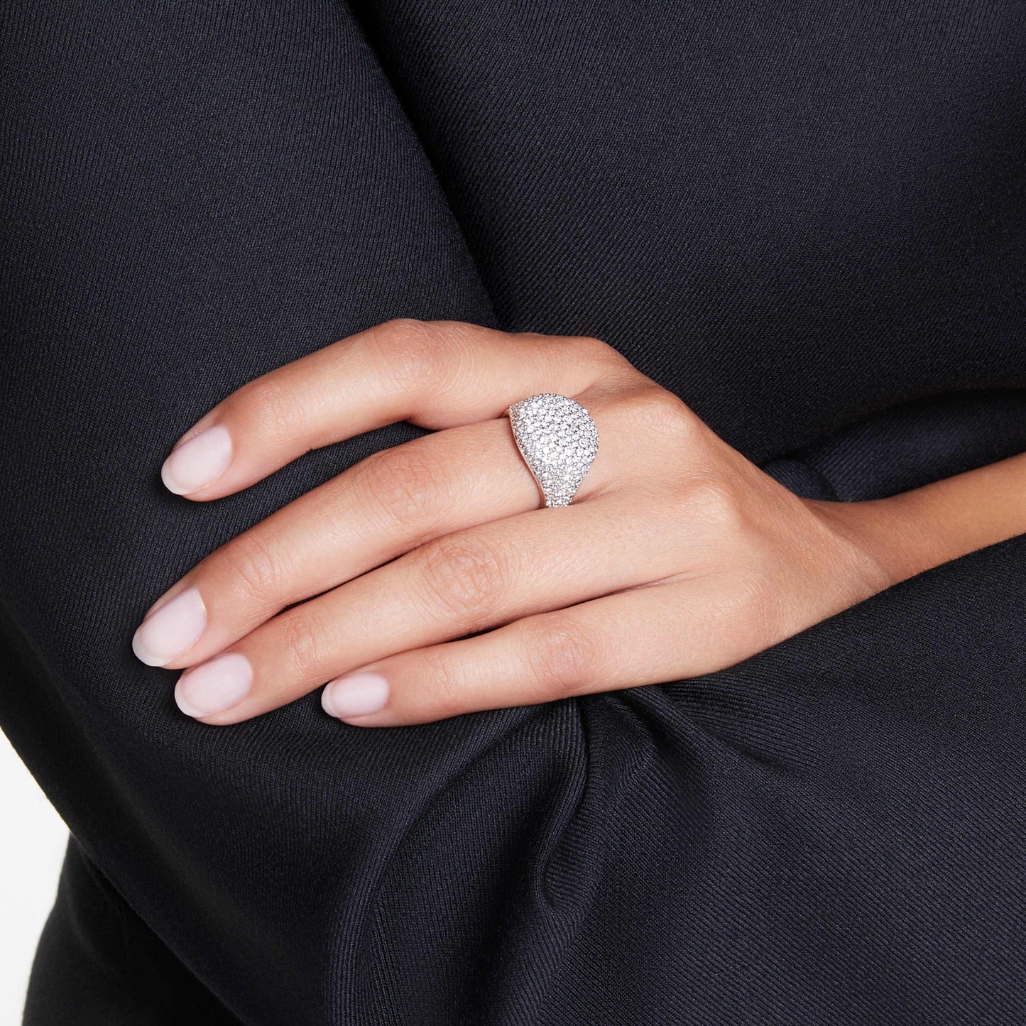 SUBLIMA COCKTAIL RING - WHITE, RHODIUM