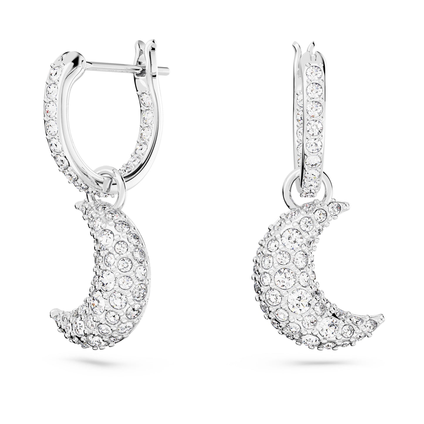 SUBLIMA DROP EARRINGS MOON - WHITE, RHODIUM