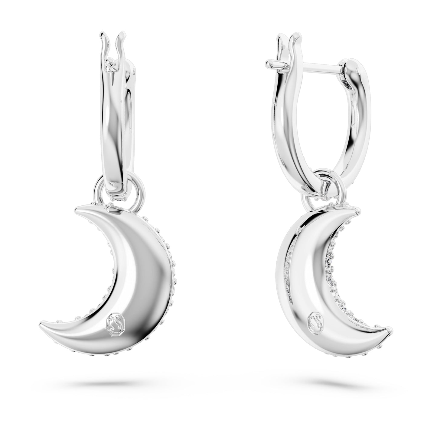 SUBLIMA DROP EARRINGS MOON - WHITE, RHODIUM