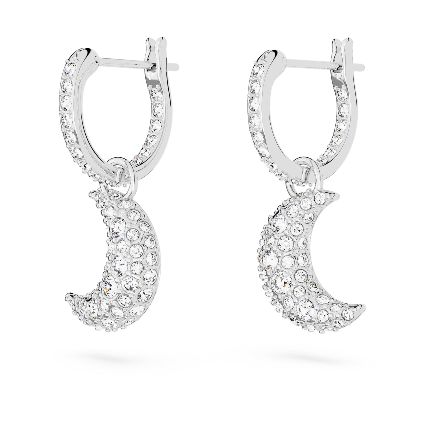 SUBLIMA DROP EARRINGS MOON - WHITE, RHODIUM