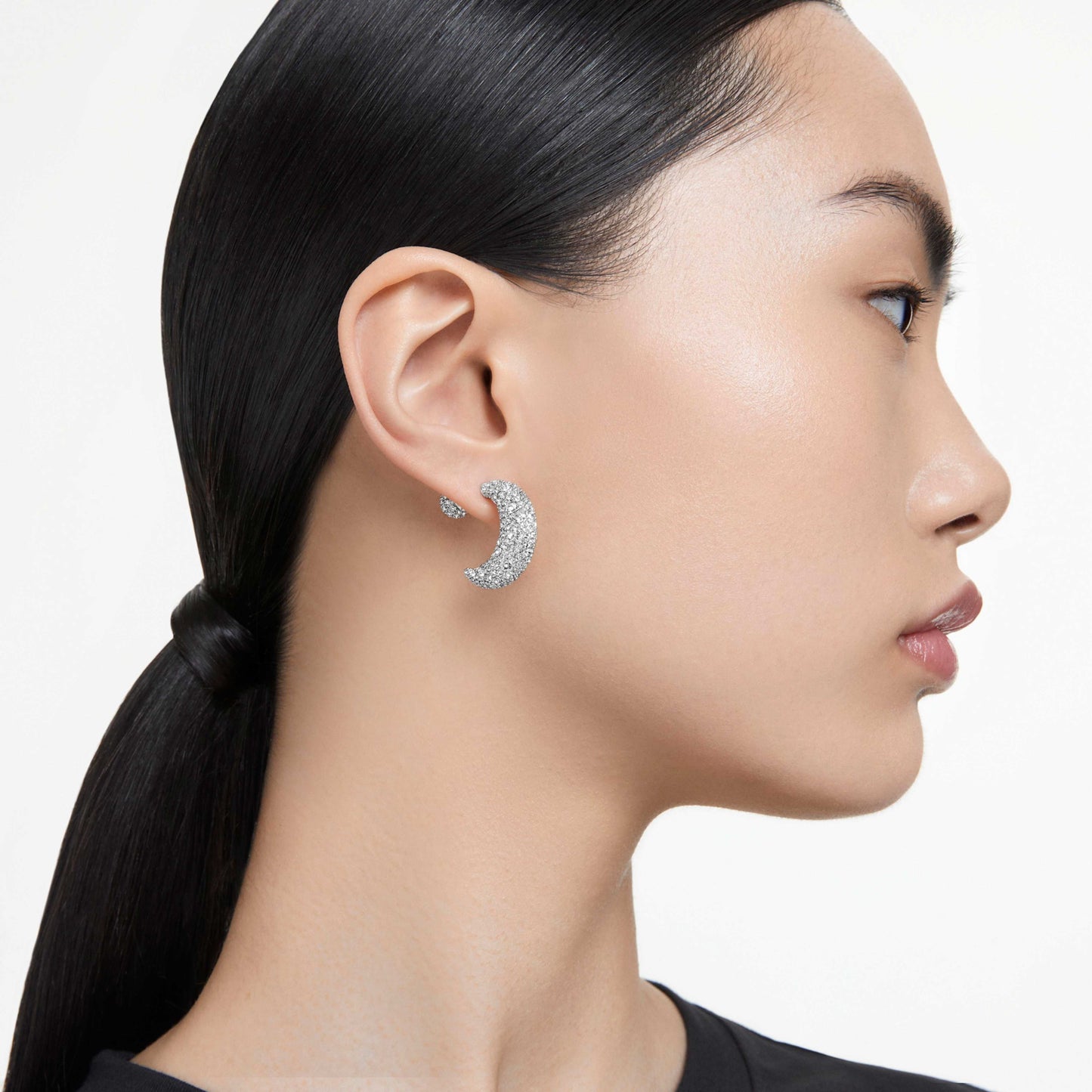 SUBLIMA DROP EARRINGS MOON - WHITE, RHODIUM