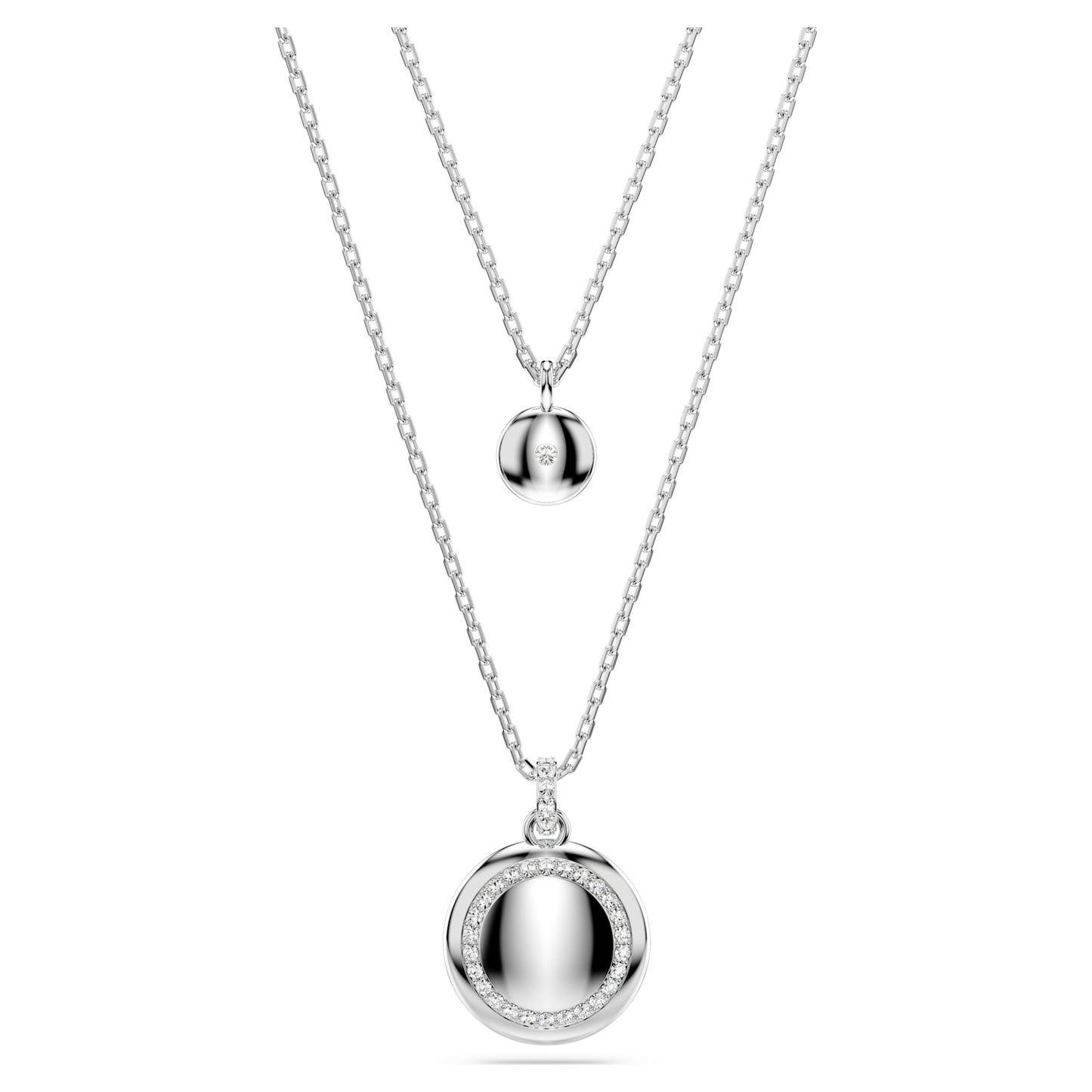 SUBLIMA LAYERED PENDANT - WHITE, RHODIUM