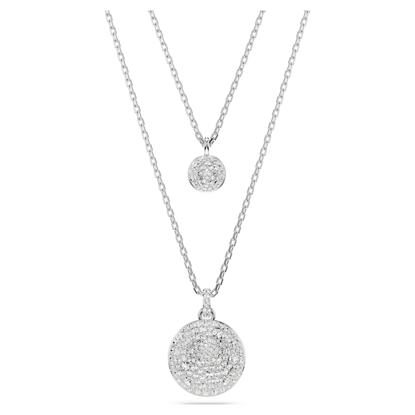 SUBLIMA LAYERED PENDANT - WHITE, RHODIUM