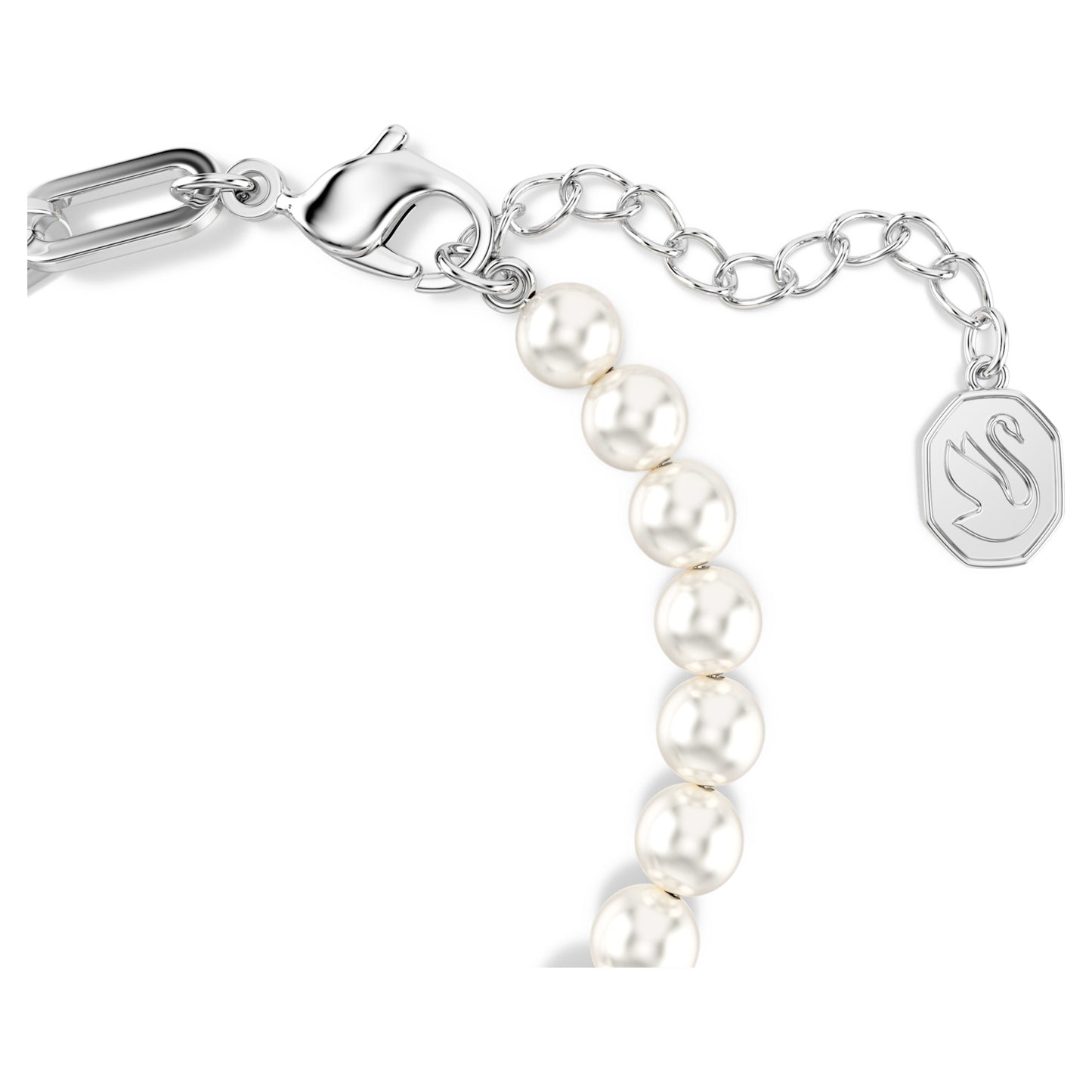 SWAN BRACELET PEARL - BLACK, RHODIUM