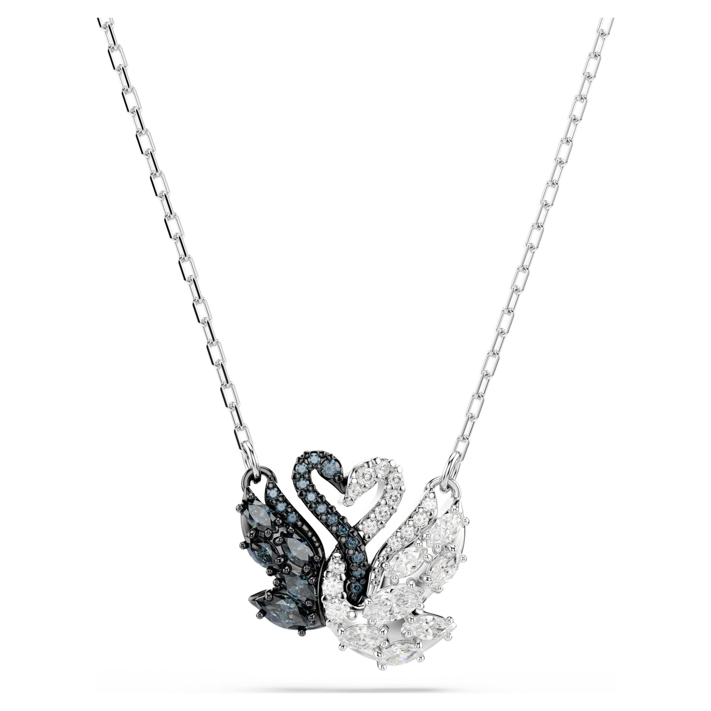 SWAN PENDANT - BLACK, RHODIUM