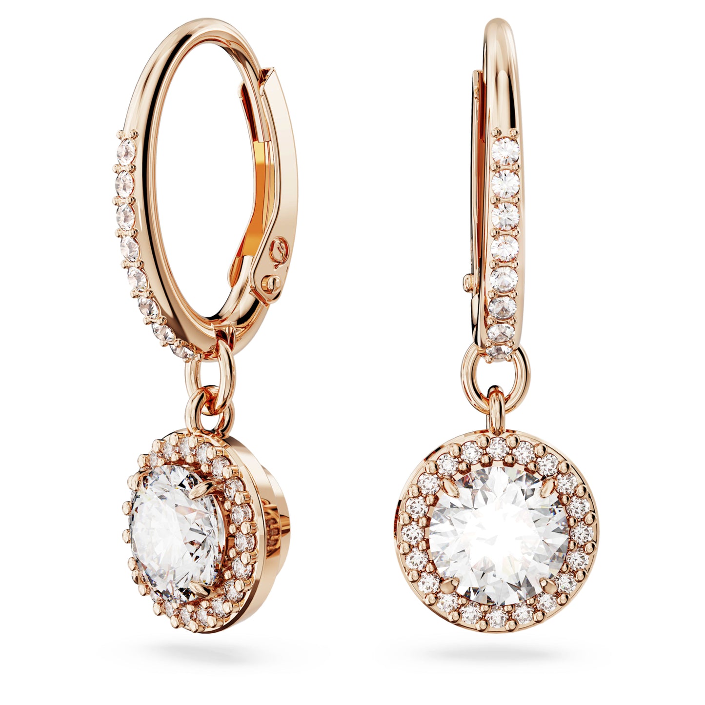 UNA ANGELIC DROP EARRINGS PAVE - WHITE, ROSE-GOLD