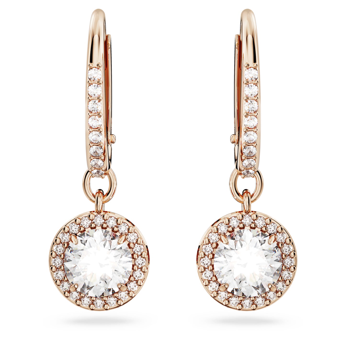 UNA ANGELIC DROP EARRINGS PAVE - WHITE, ROSE-GOLD