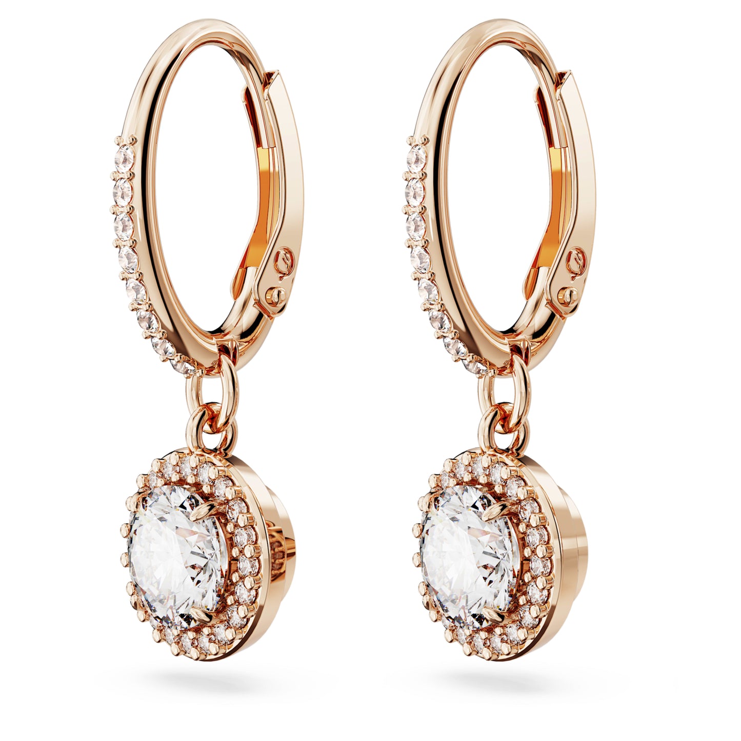 UNA ANGELIC DROP EARRINGS PAVE - WHITE, ROSE-GOLD