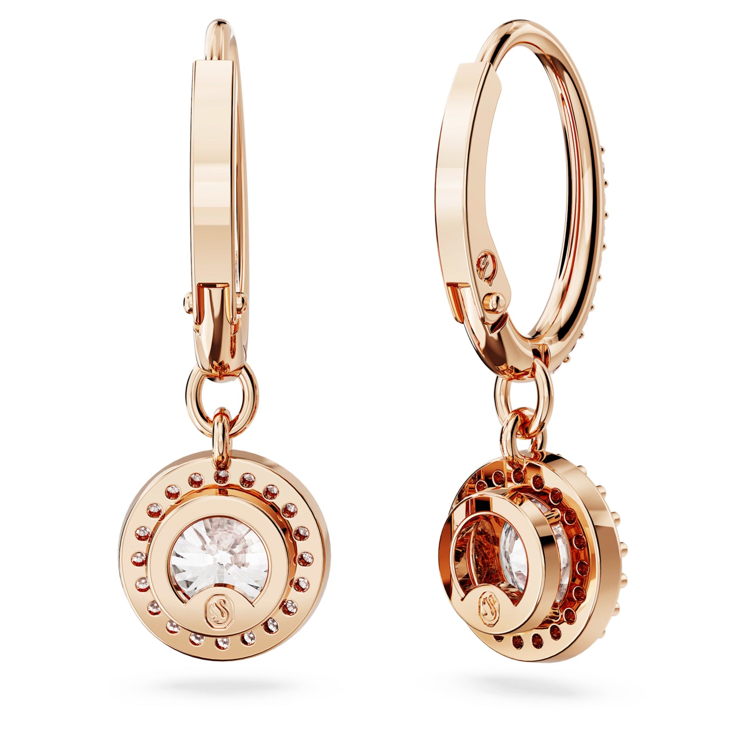 UNA ANGELIC DROP EARRINGS PAVE - WHITE, ROSE-GOLD