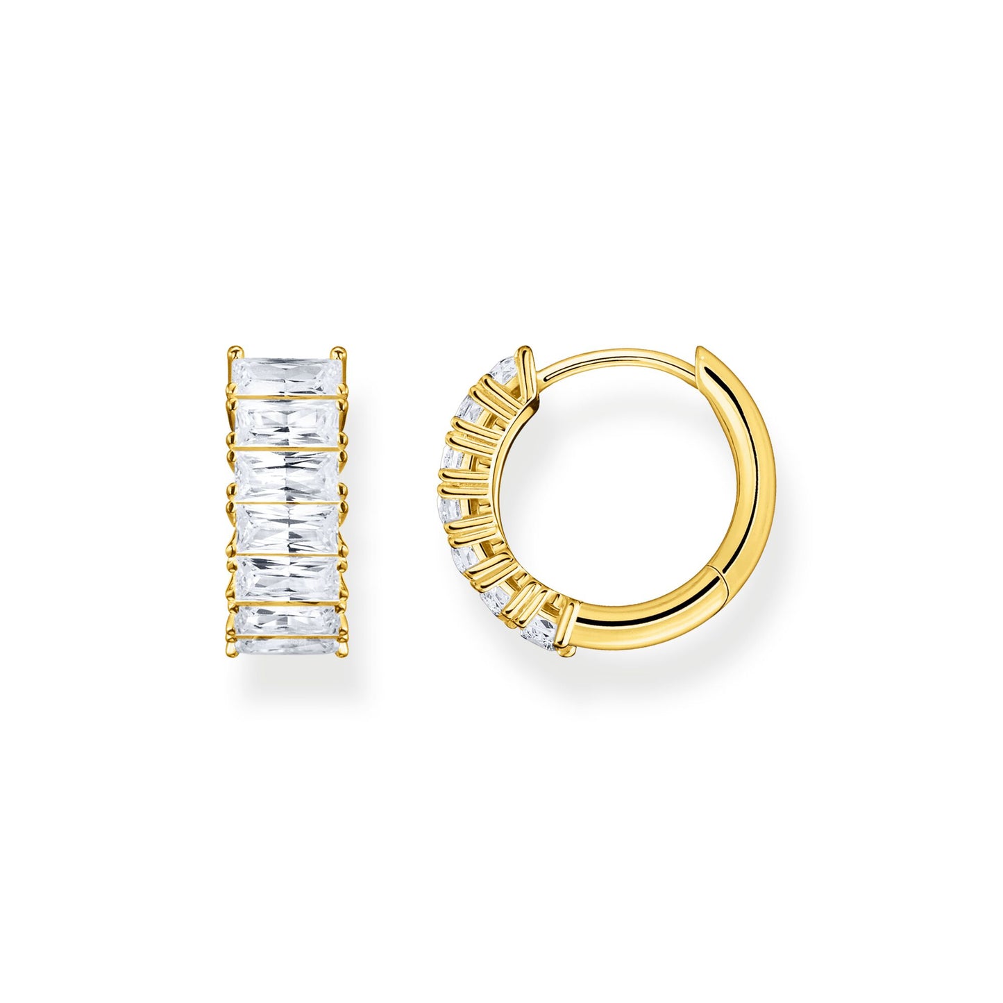 HERITAGE WIDE BAGUETTE CZ HOOP EARRINGS