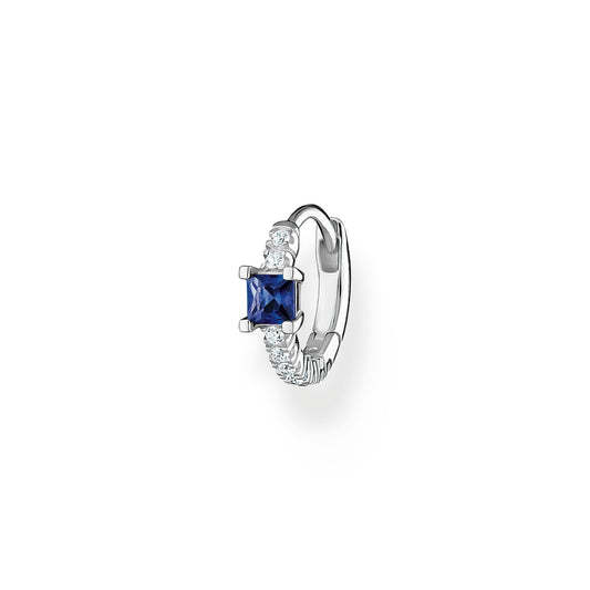 CHARMING COLLECTION BLUE CZ HOOP EARRING SINGLE