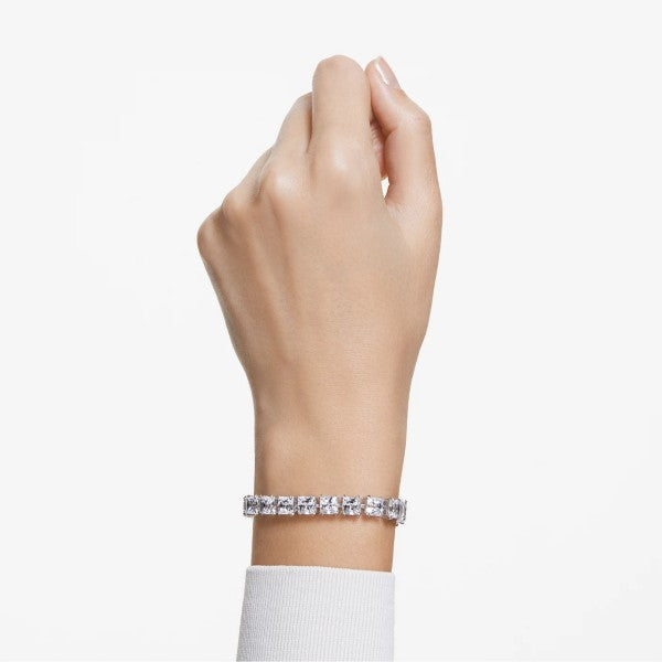 MILLENIA WHITE BRACELET SQUARE - WHITE, RHODIUM