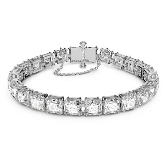 MILLENIA WHITE BRACELET SQUARE - WHITE, RHODIUM