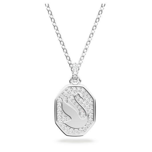 SIGNUM SWAN PENDANT - WHITE, RHODIUM